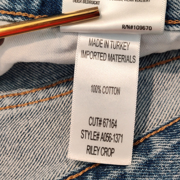 Agolde Riley Crop Jeans Womens 28 High Rise Button Fly Distressed Comfy Casual - Picture 6 of 16